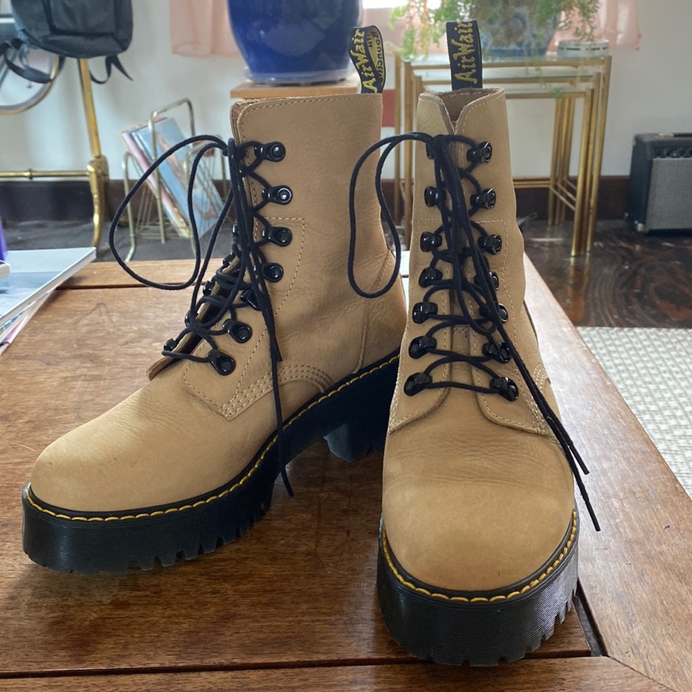 Dr Martens Leona Nubuck leather lace up heeled boots